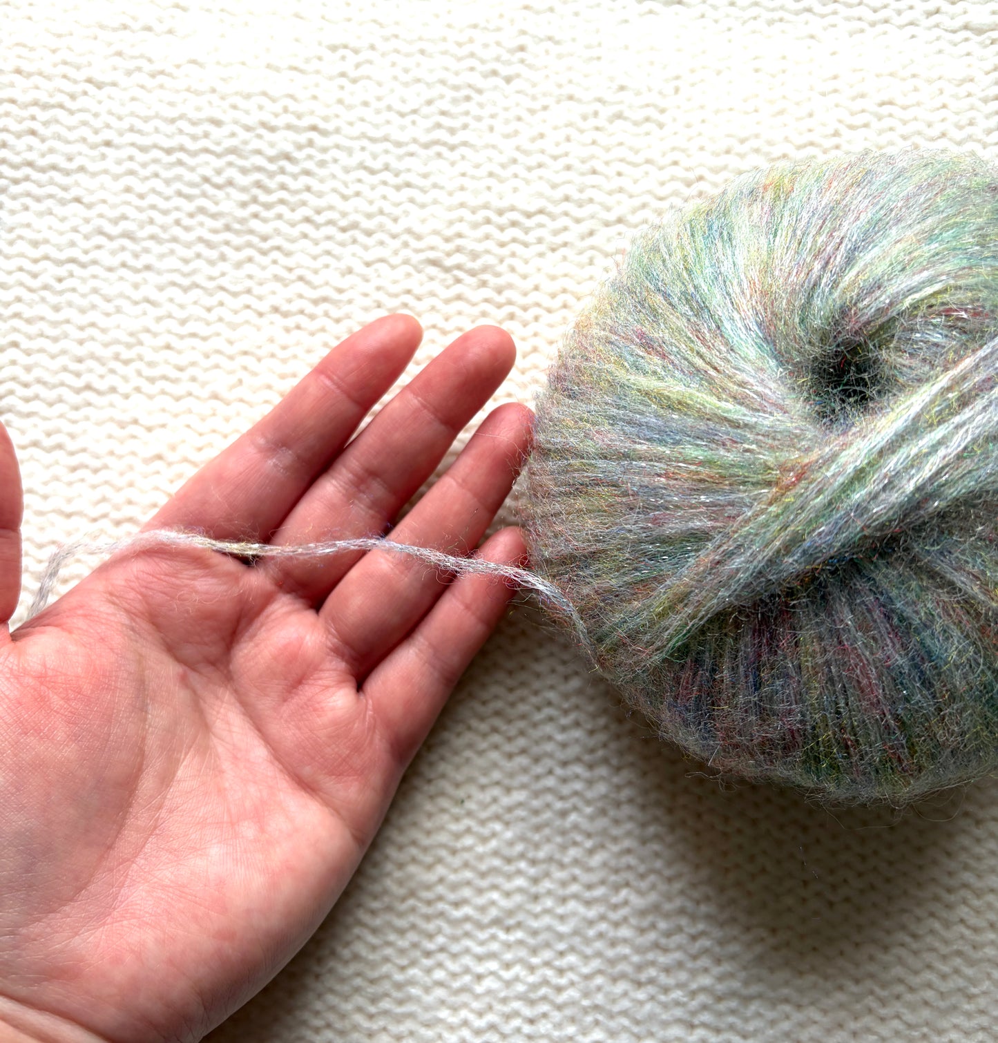 3 balls x 25g Glitter Mohair yarn : Mohair + Wool + Rayon : 17 Cotton Candy