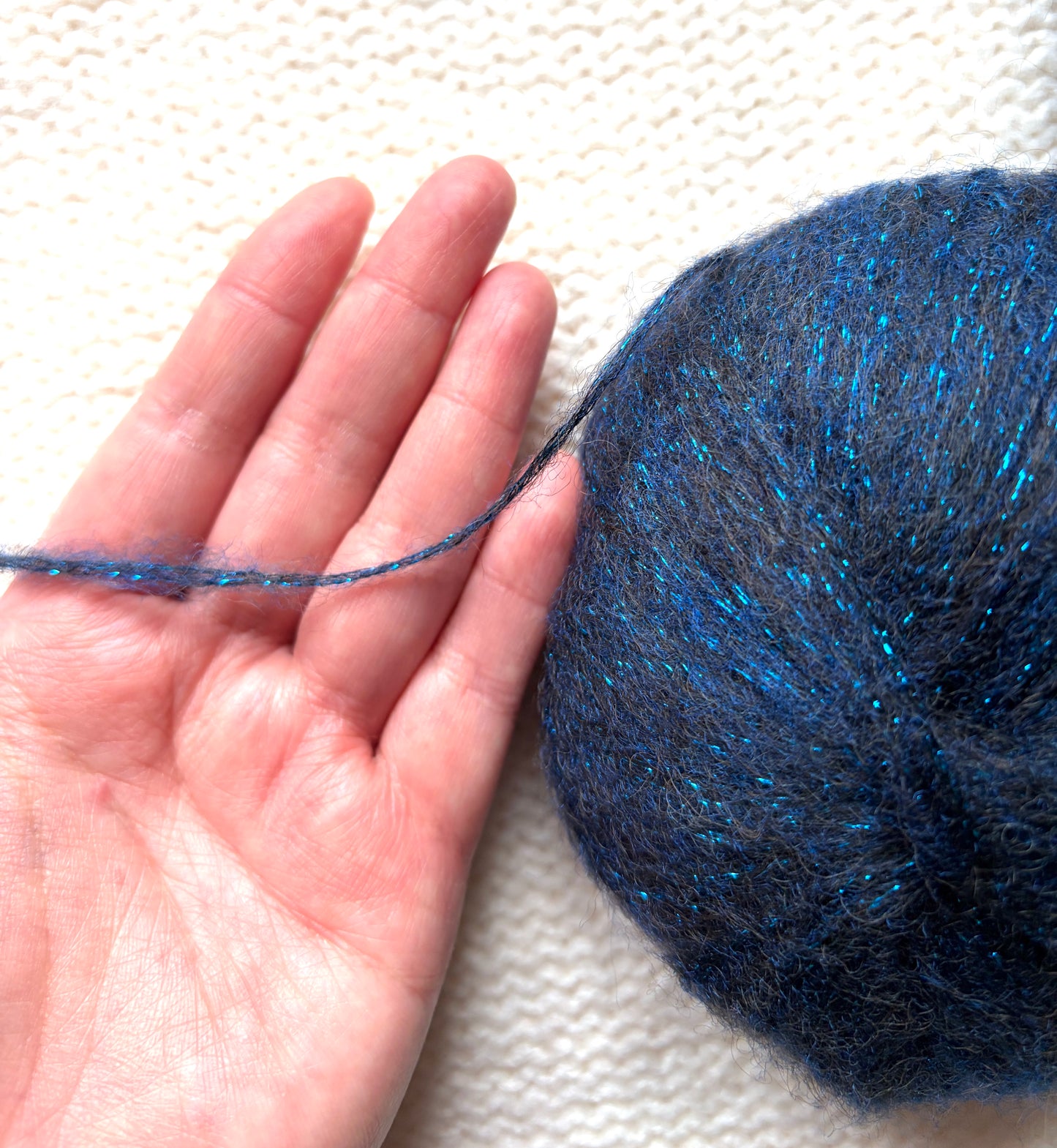 3 balls x 25g Glitter Mohair yarn : Mohair + Wool + Rayon : 10 Blue Diamonds