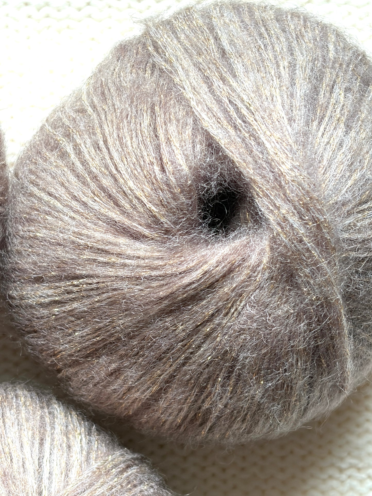 3 balls x 25g Glitter Mohair yarn : Mohair + Wool + Rayon : 07 Light Camel