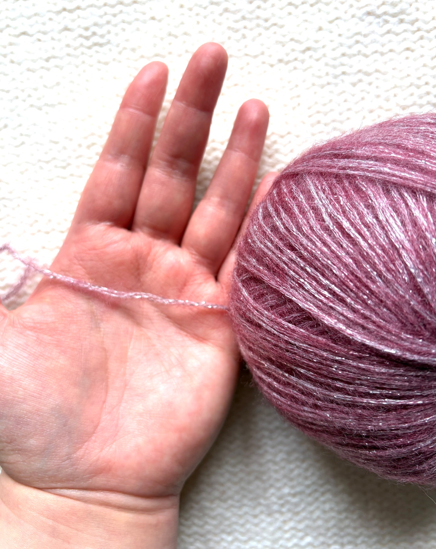 3 balls x 25g Glitter Mohair yarn : Mohair + Wool + Rayon : 27 Red Wine