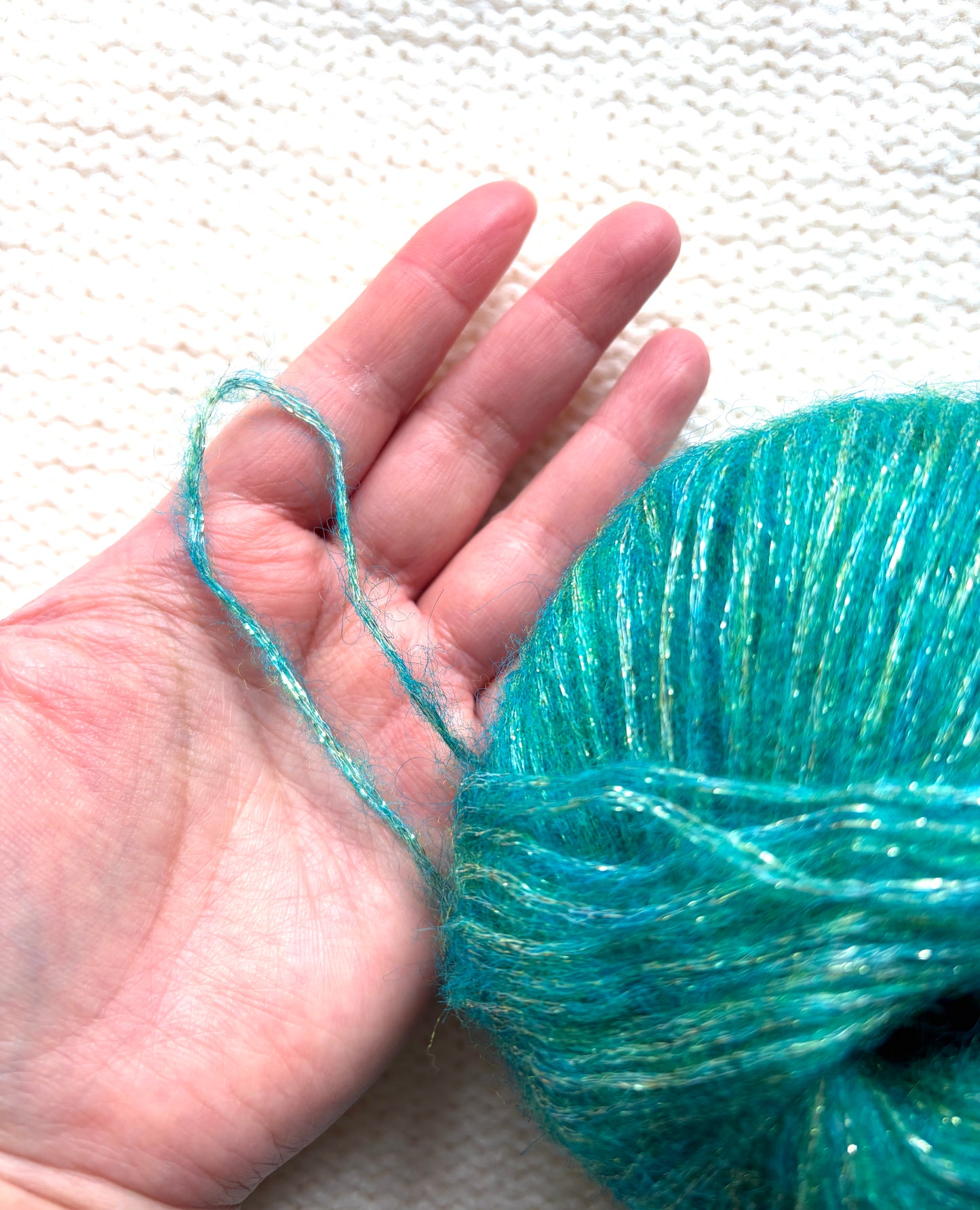 3 balls x 25g Glitter Mohair yarn : Mohair + Wool + Rayon : 12 Emerald