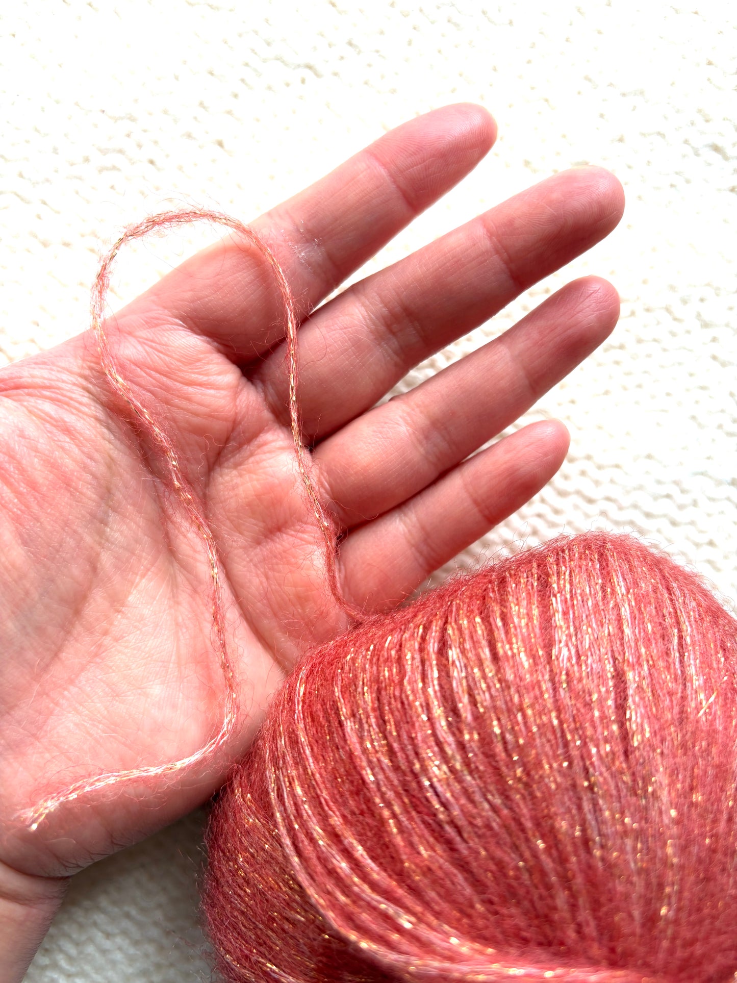 3 balls x 25g Glitter Mohair yarn : Mohair + Wool + Rayon : 04 Crimson