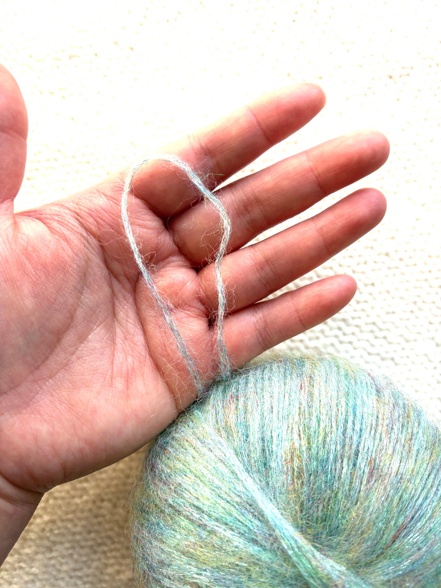 3 balls x 25g Glitter Mohair yarn : Mohair + Wool + Rayon : 26 Mint Green