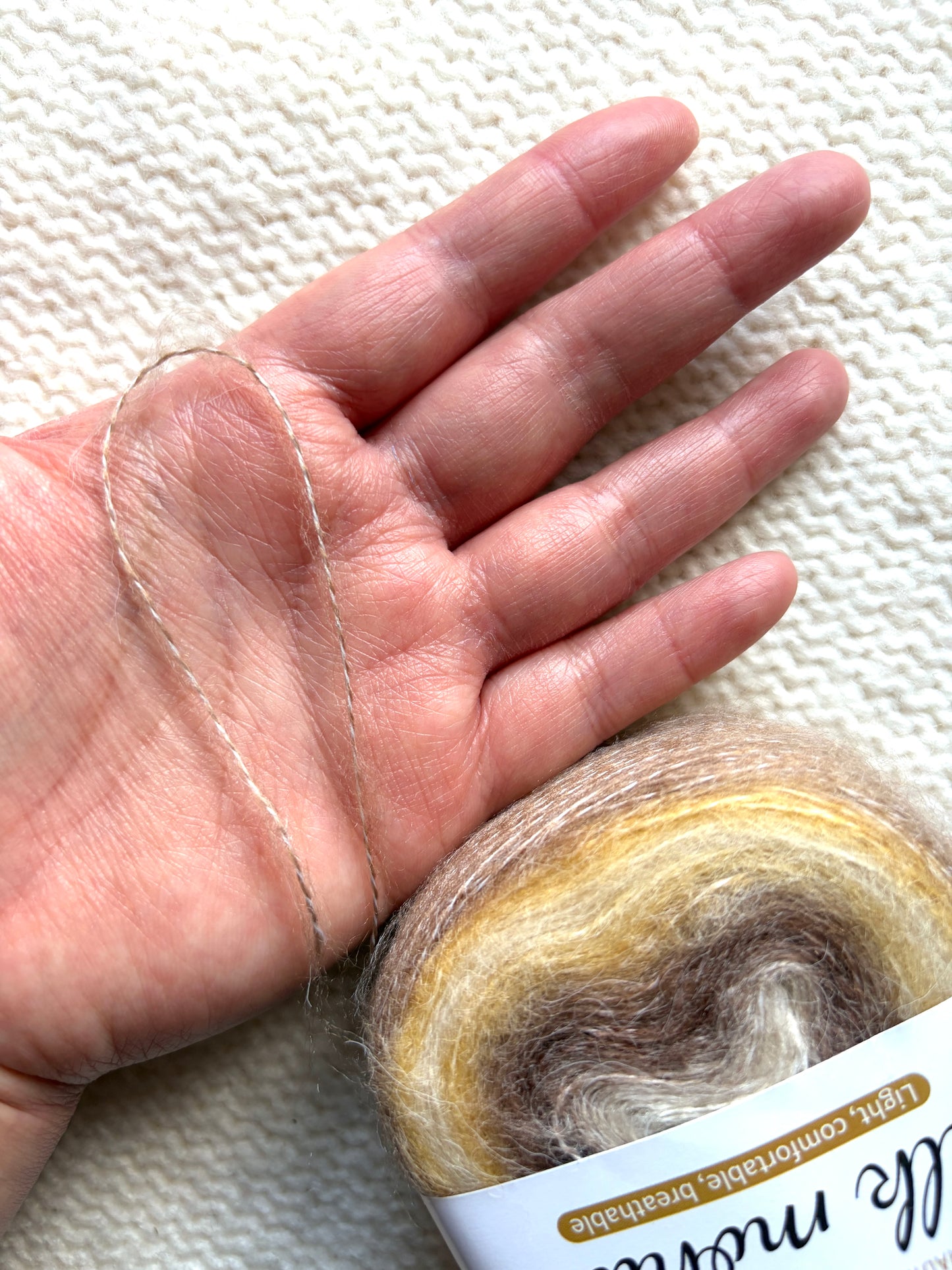 3 cakes x 50g Gradient Mohair Silk Yarn : Mohair + Silk+ Polyester : 01 Brown