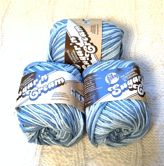 56.7g Lily Sugar 'n Cream Ombre Yarn - Faded Denim : 100% Cotton