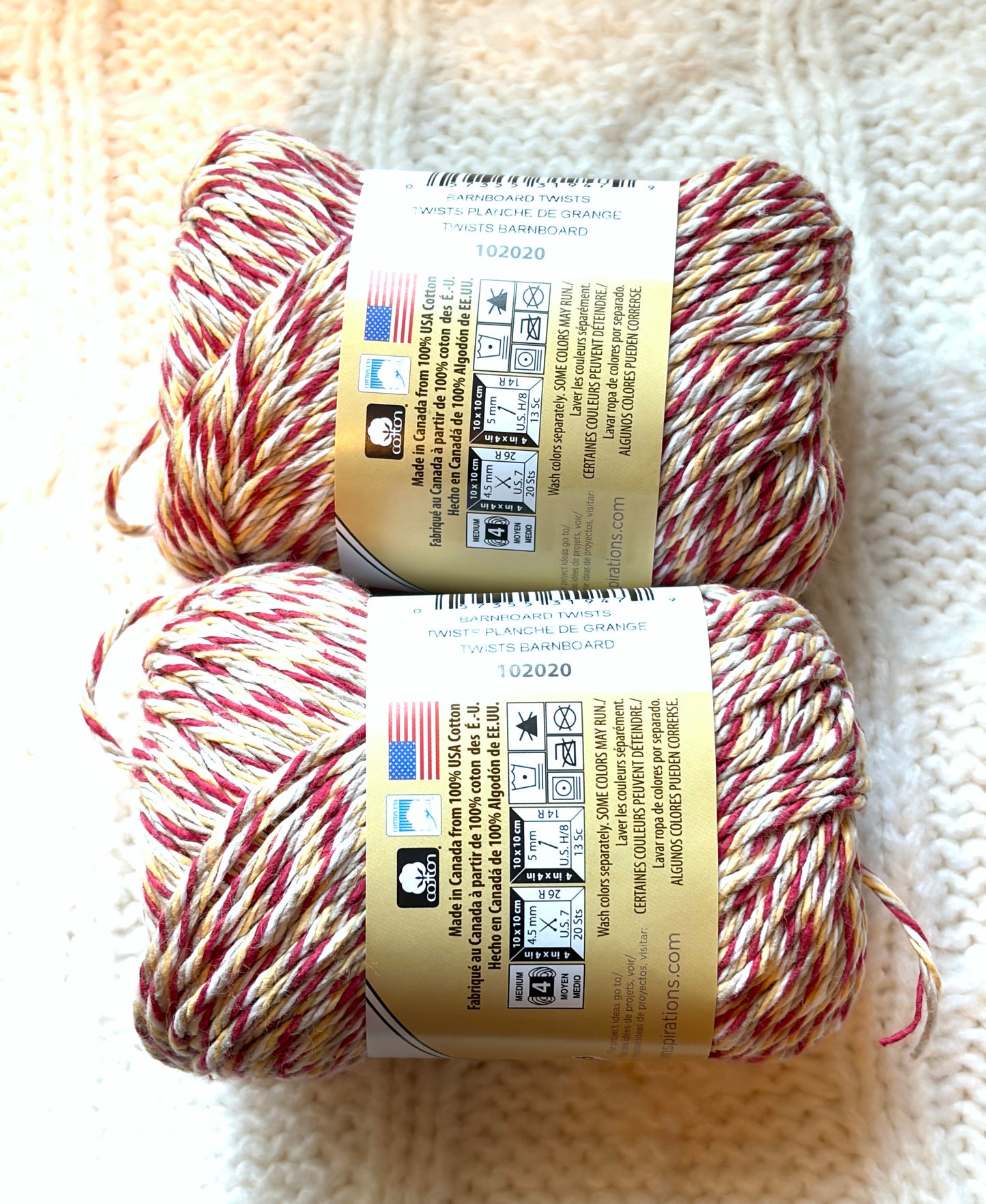 56.7g Lily Sugar 'n Cream Ombre Yarn - Barnboard Twists : 100% Cotton