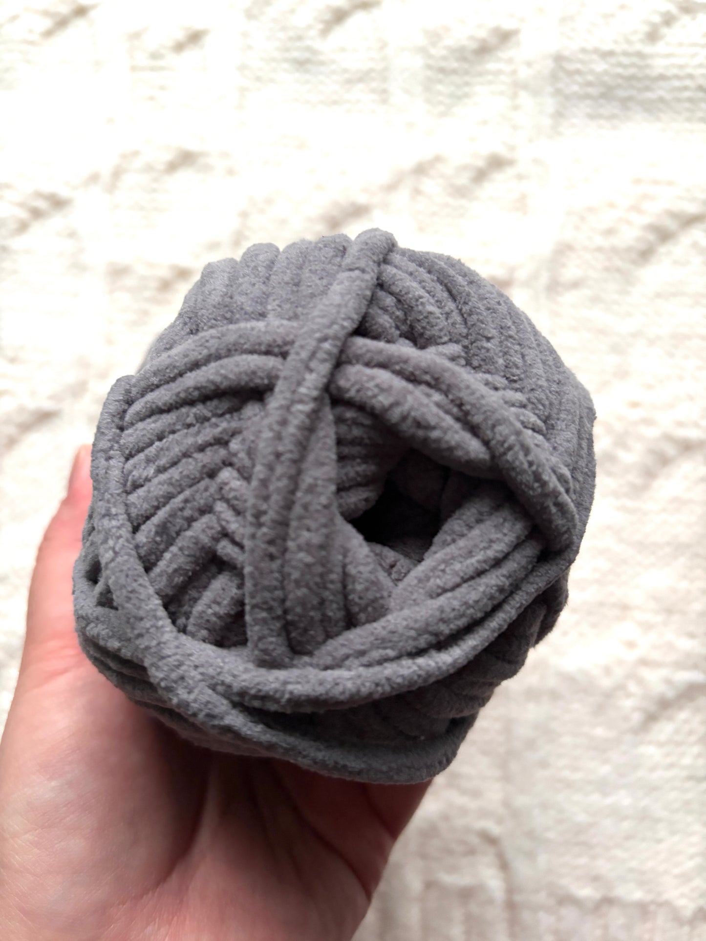 2 balls x 100g Hello Love Chenille Yarn Super Bulky Polyester - Slate Grey