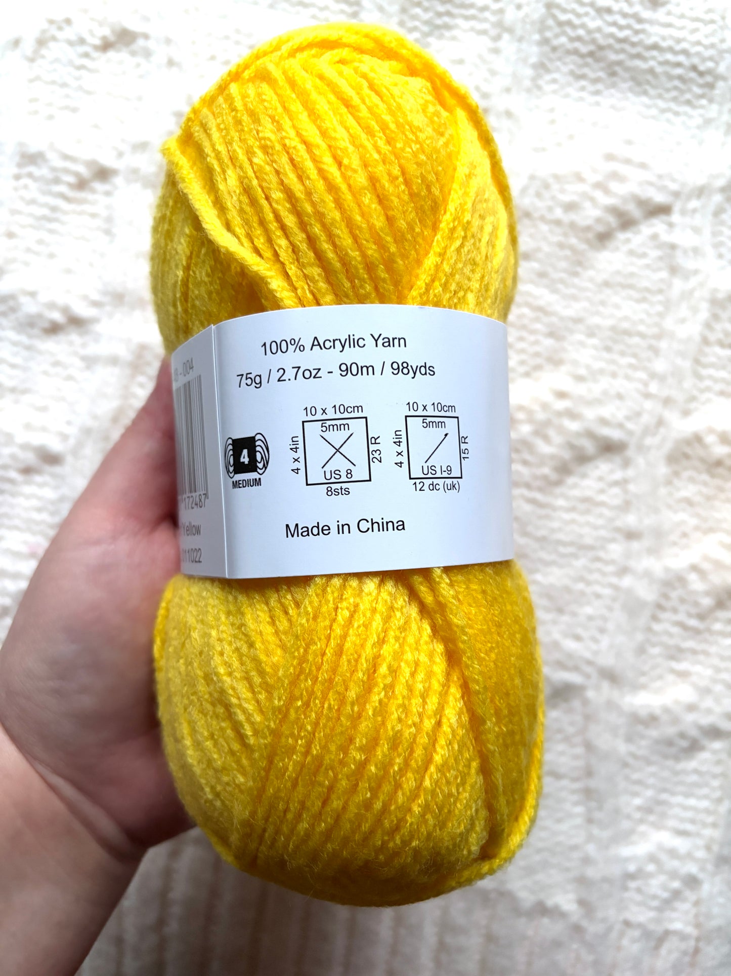 3 balls x 75g Hello Aran Yarn 100% Acrylic - Bright Yellow