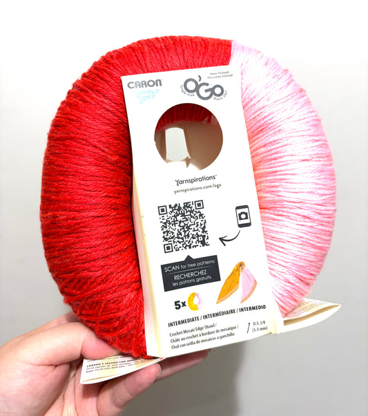141g CARON Simply Soft O’GO : Harvest Red / Soft Pink 100% Acrylic