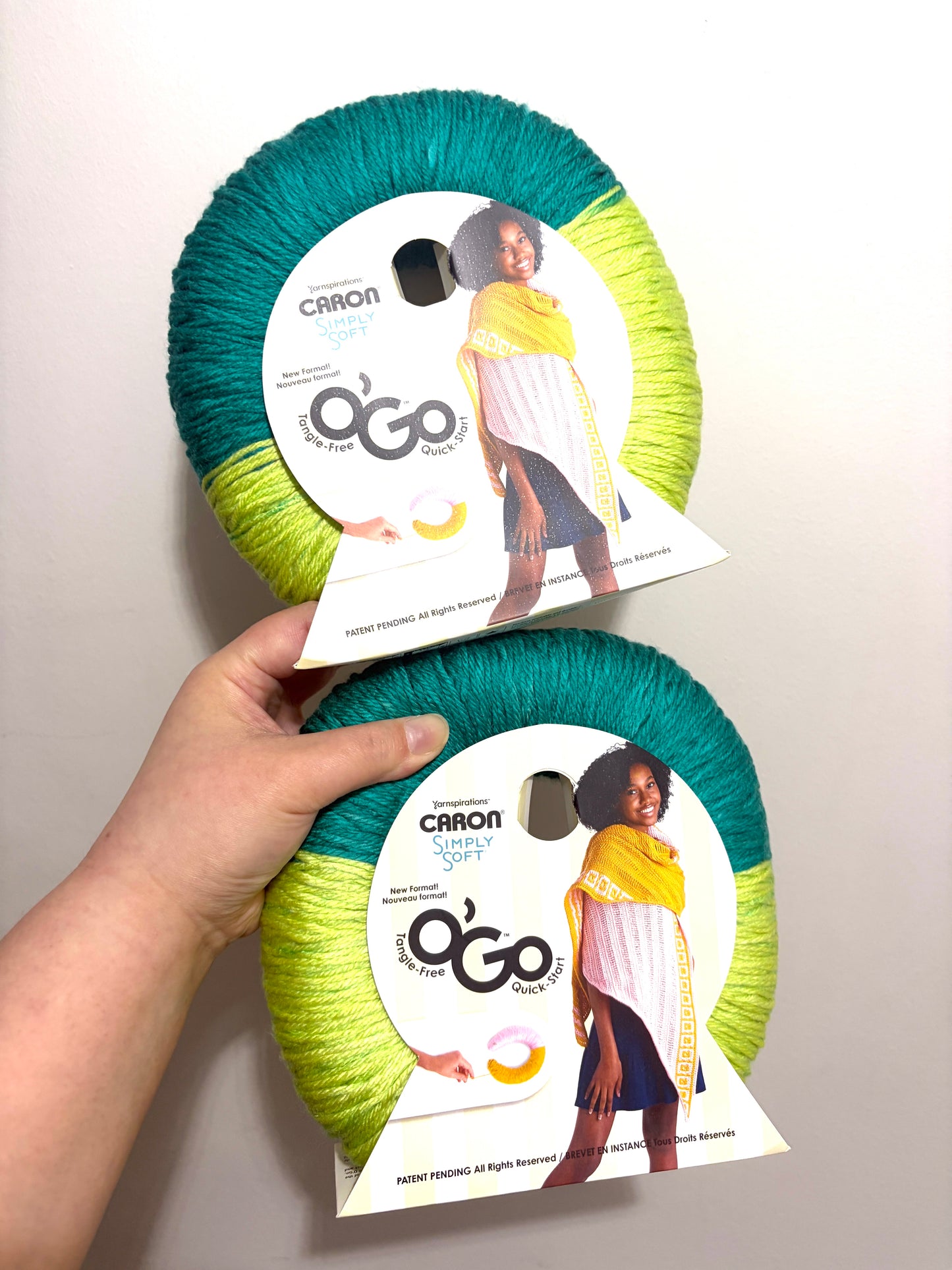 141g CARON Simply Soft O’GO : Cool Green / Lime Frost 100% Acrylic