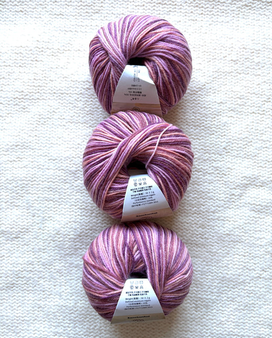 3 balls x 50g Fancy Wool Blend yarn : 95% Wool : Colour 15 Berry Twist