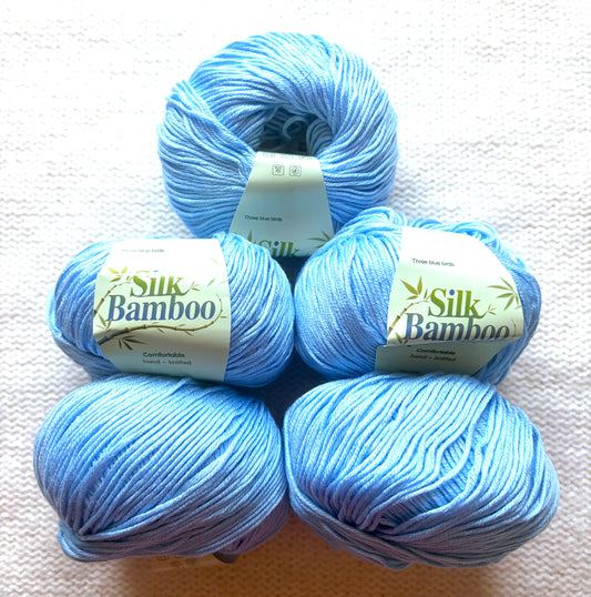 5 balls x 50g Cashmere Silk yarn : Cashmere + Silk + Bamboo fiber : 10 Sky Blue
