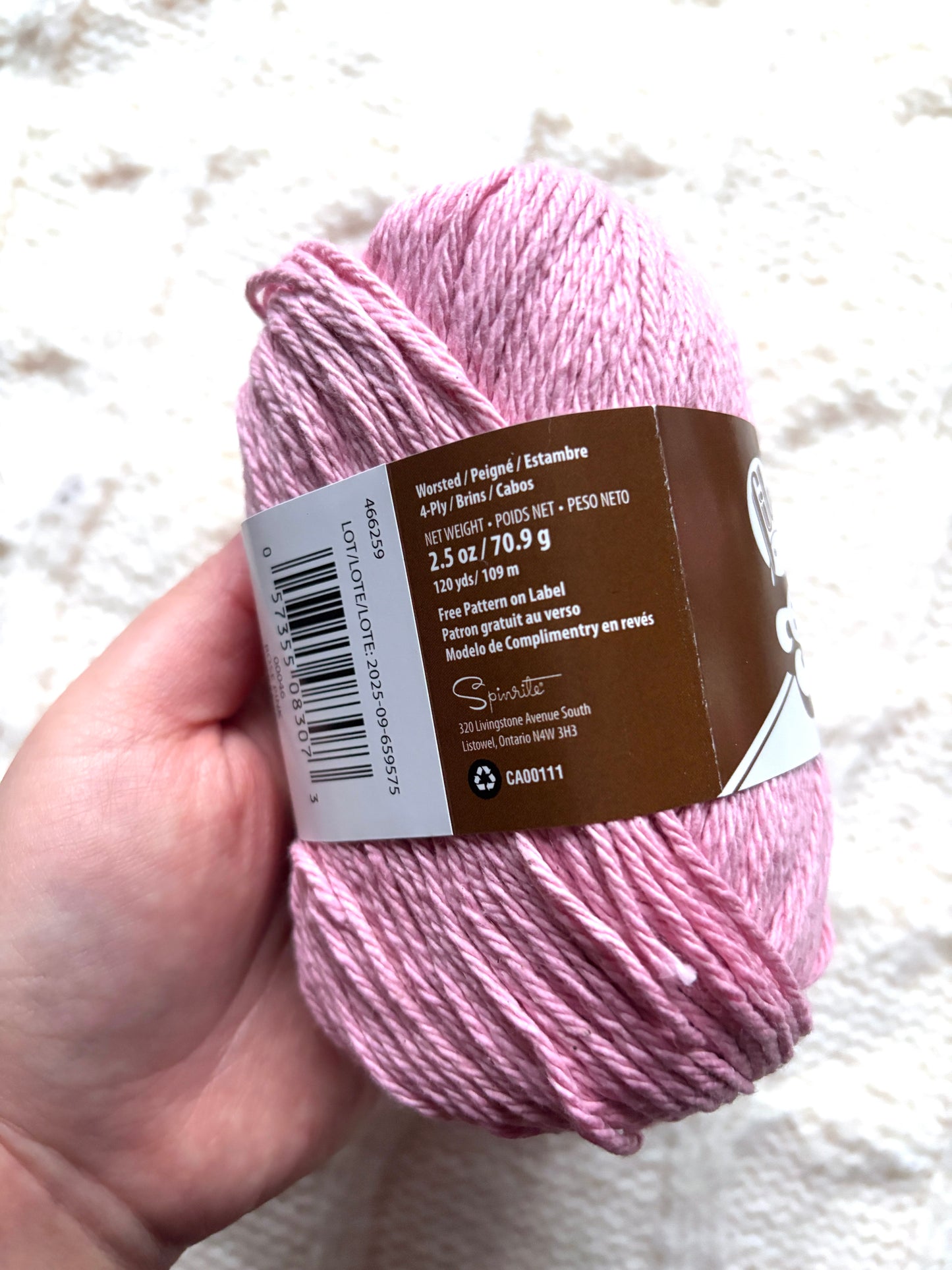 70.9g Lily Sugar 'n Cream The Original Yarn - Rose Pink : 100% Cotton