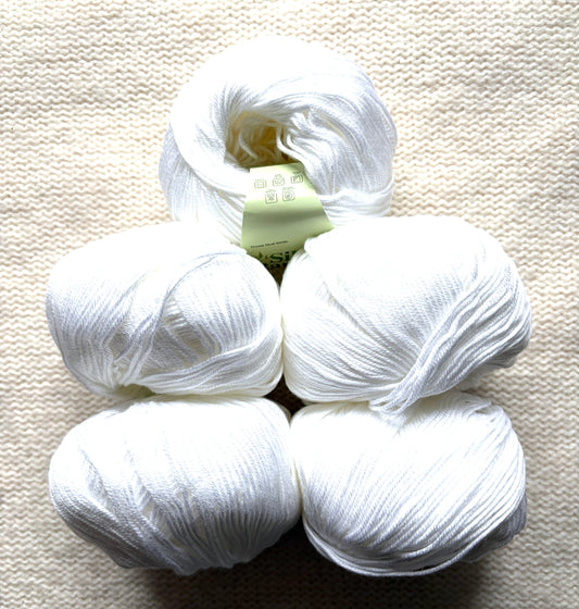 5 balls x 50g Cashmere Silk yarn : Cashmere + Silk + Bamboo fiber : 01 White