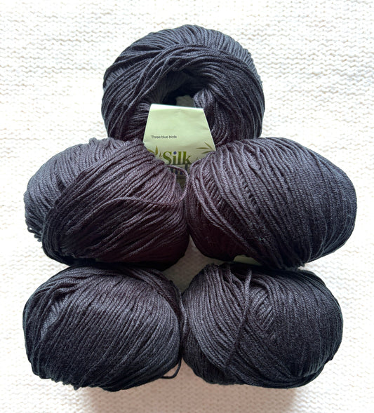 5 balls x 50g Cashmere Silk yarn : Cashmere + Silk + Bamboo fiber : 29 Charcoal