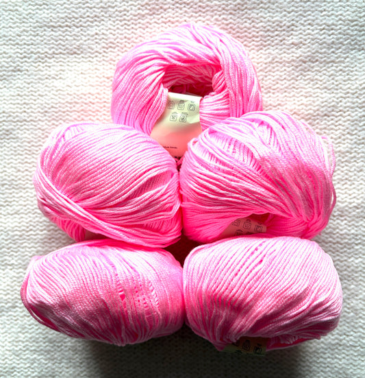 5 balls x 50g Cashmere Silk yarn : Cashmere + Silk + Bamboo fiber : 07 Neon Pink