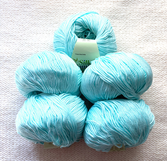 5 balls x 50g Cashmere Silk yarn : Cashmere + Silk + Bamboo fiber : 17 Turquoise