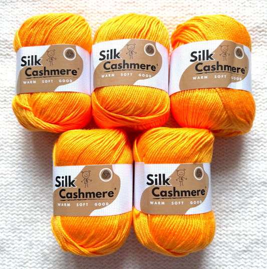 5 balls x 50g Cashmere Silk yarn : 60% Cashmere + 40% Silk :  14 Sweet Clementine
