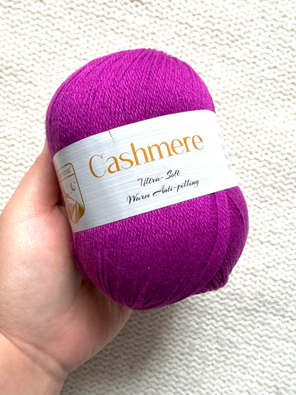3 balls x 50g Cashmere Ultra Soft Yarn : 80% Cashmere : 09 Vibrant Magenta