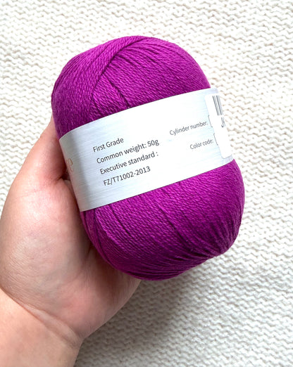 3 balls x 50g Cashmere Ultra Soft Yarn : 80% Cashmere : 09 Vibrant Magenta