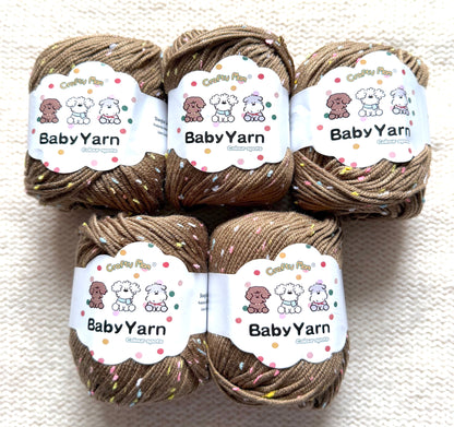 5 balls x 50g Cashmere Silk yarn : 20% Cashmere + 50% Silk : 09 Funfetti Brownie