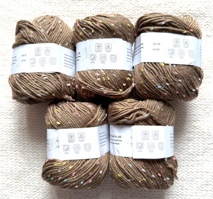 5 balls x 50g Cashmere Silk yarn : 20% Cashmere + 50% Silk : 09 Funfetti Brownie