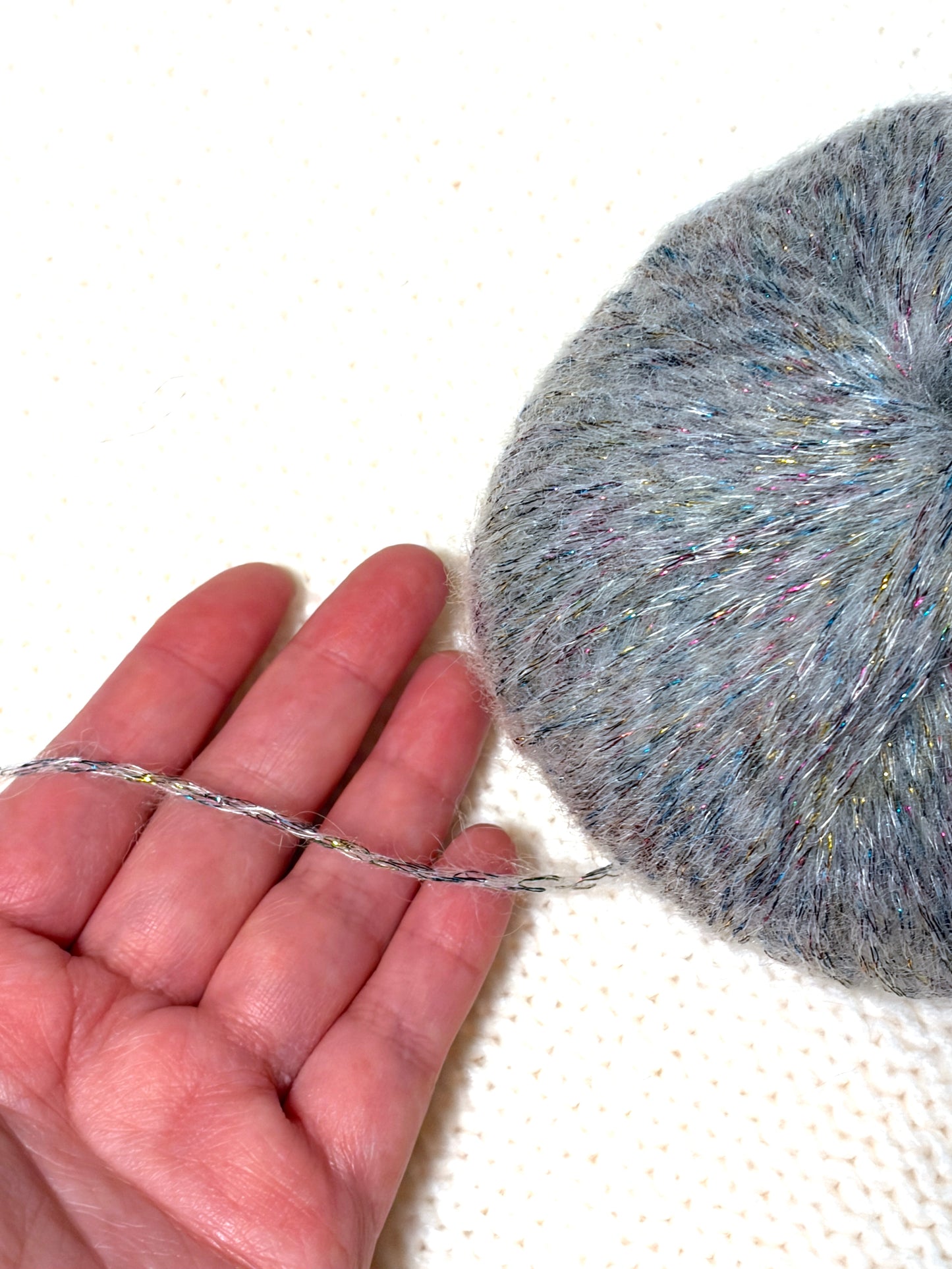 3 balls x 25g Glitter Mohair yarn : Mohair + Wool + Rayon : 13 Grey