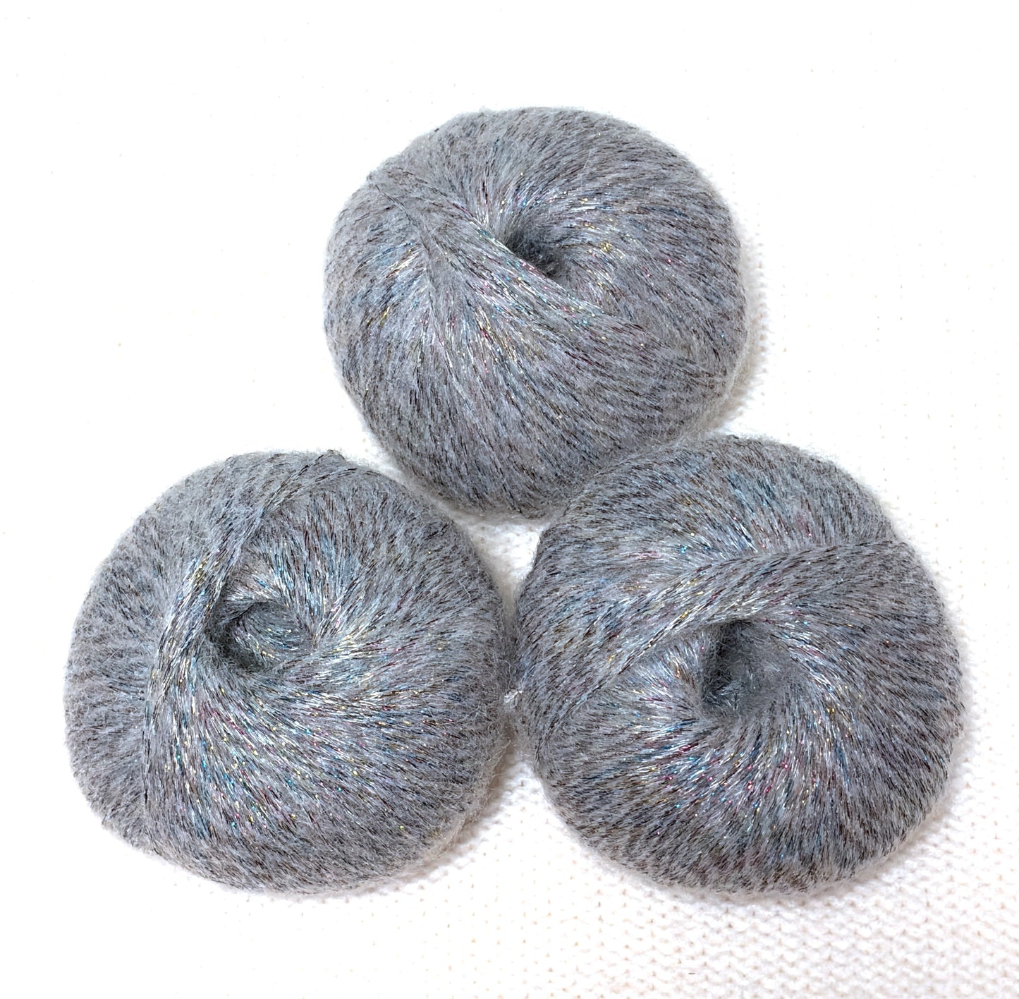 3 balls x 25g Glitter Mohair yarn : Mohair + Wool + Rayon : 13 Grey