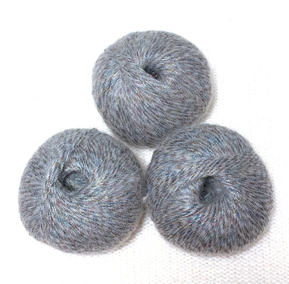 3 balls x 25g Glitter Mohair yarn : Mohair + Wool + Rayon : 13 Grey