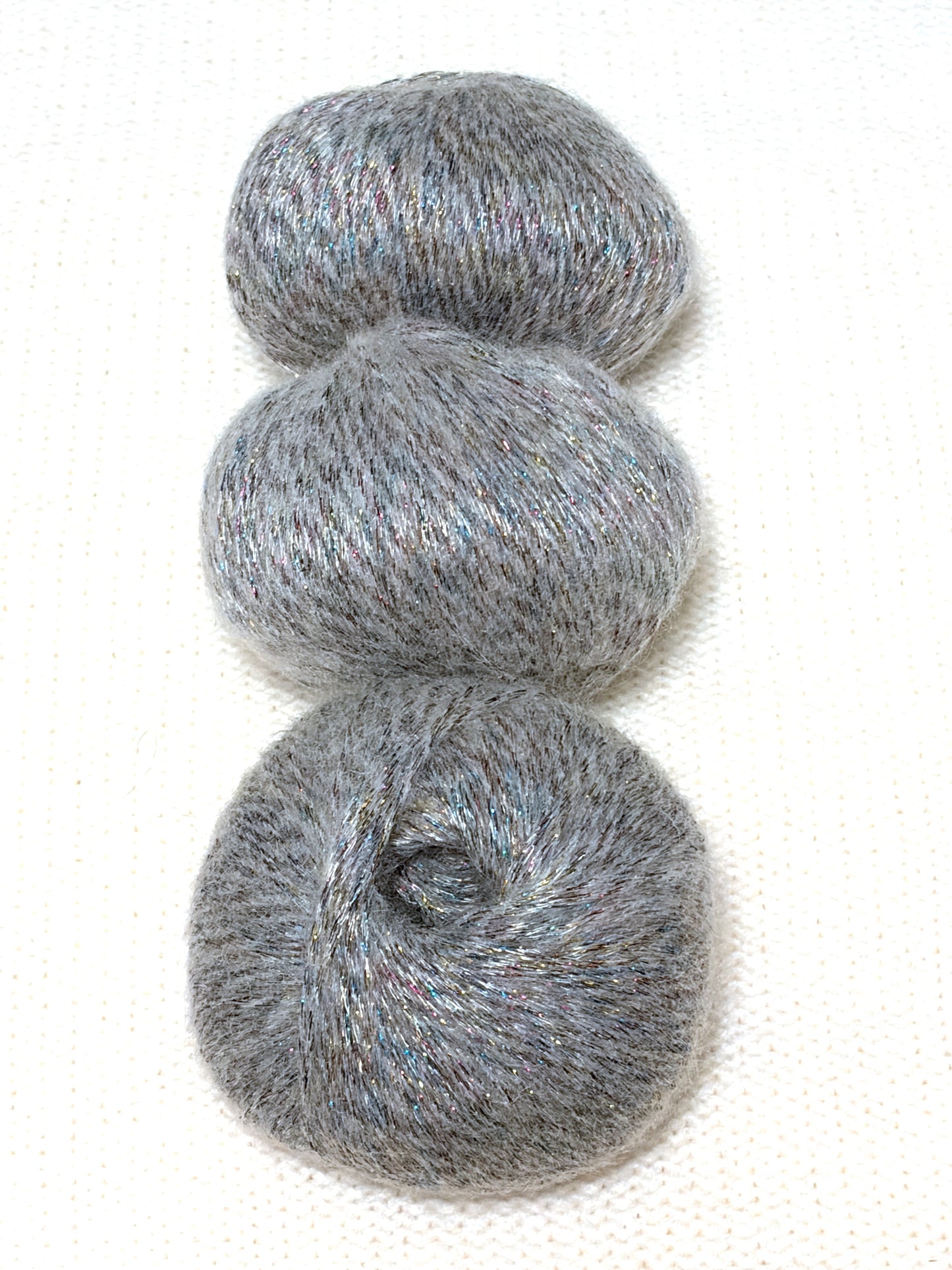 3 balls x 25g Glitter Mohair yarn : Mohair + Wool + Rayon : 13 Grey