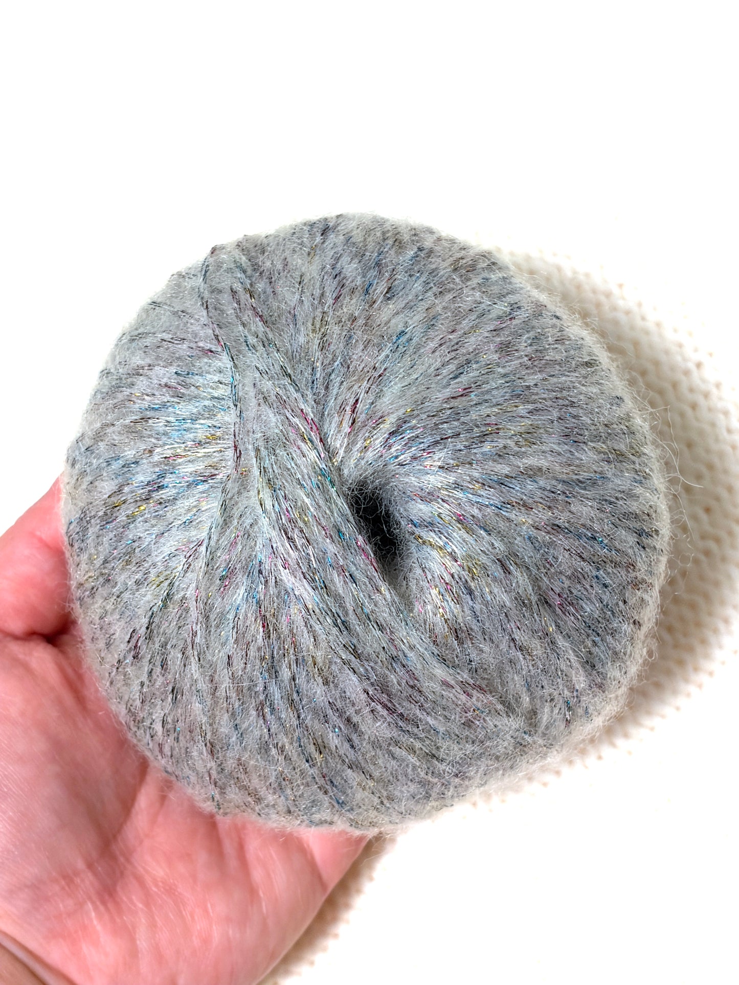 3 balls x 25g Glitter Mohair yarn : Mohair + Wool + Rayon : 13 Grey