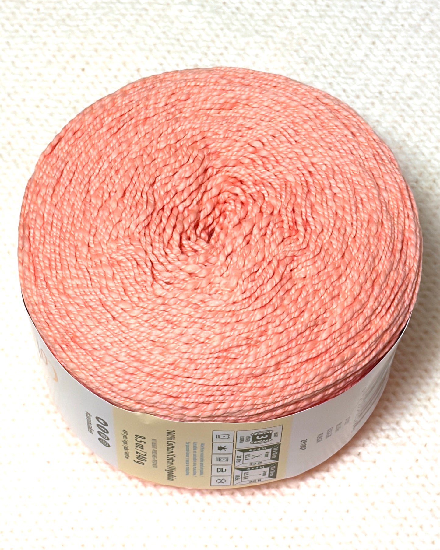 240g CARON Cotton Ripple Cakes Yarn : Colour Blush 100% Cotton - 1 cake