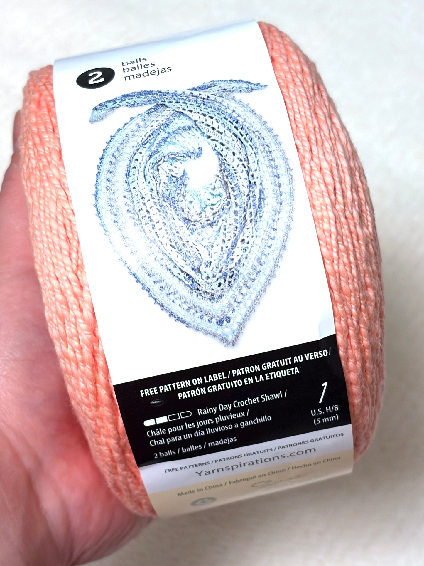 240g CARON Cotton Ripple Cakes Yarn : Colour Blush 100% Cotton - 1 cake