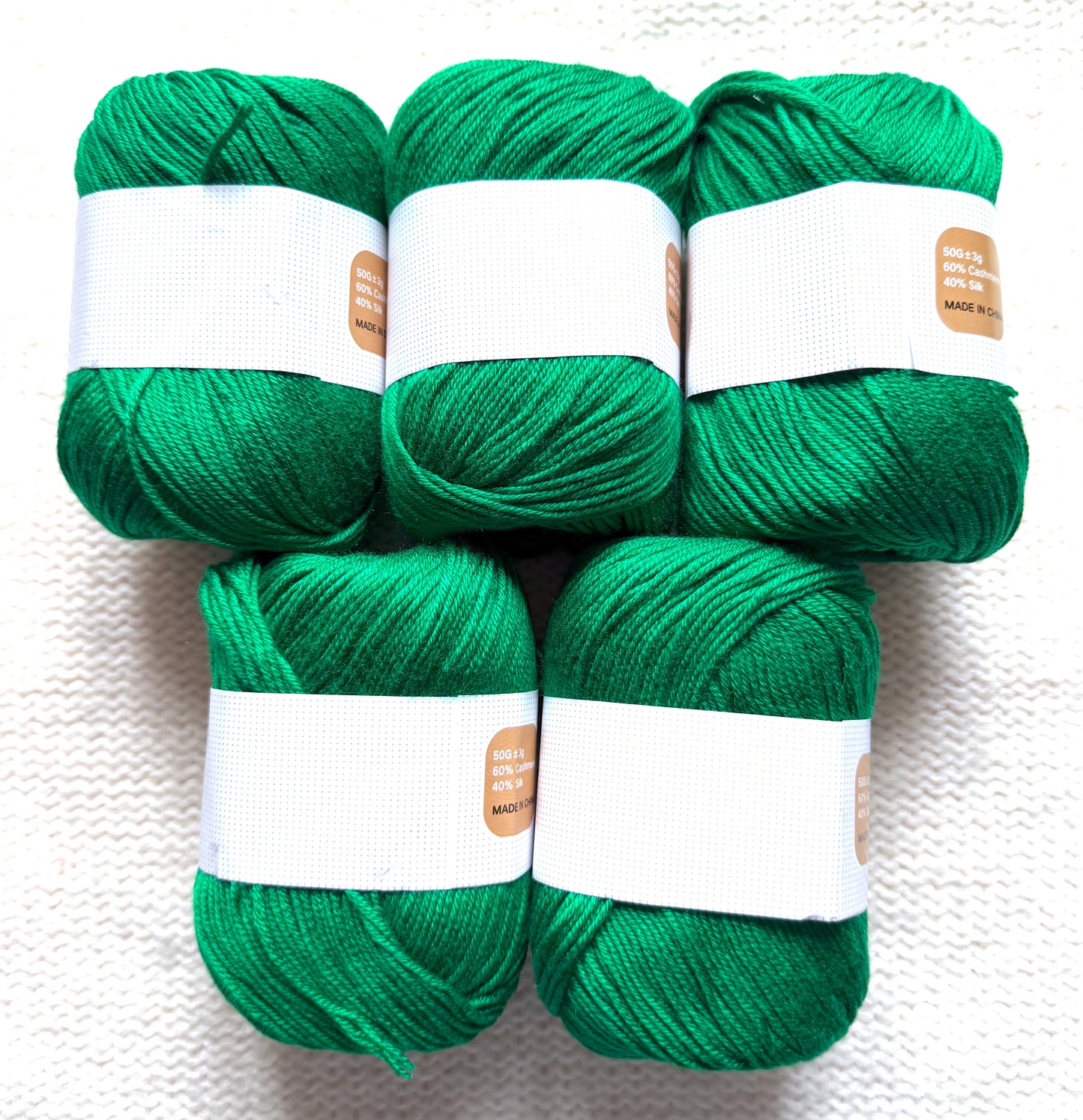 5 balls x 50g Cashmere Silk yarn : 60% Cashmere + 40% Silk : 71 Imperial Jade
