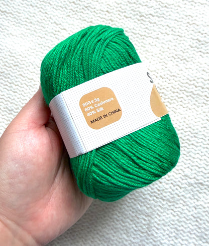 5 balls x 50g Cashmere Silk yarn : 60% Cashmere + 40% Silk : 71 Imperial Jade
