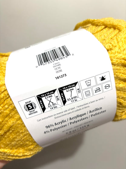 2 Balls x 255g Bernat Bounce Back Yarn Bulky Yarn : Ochre