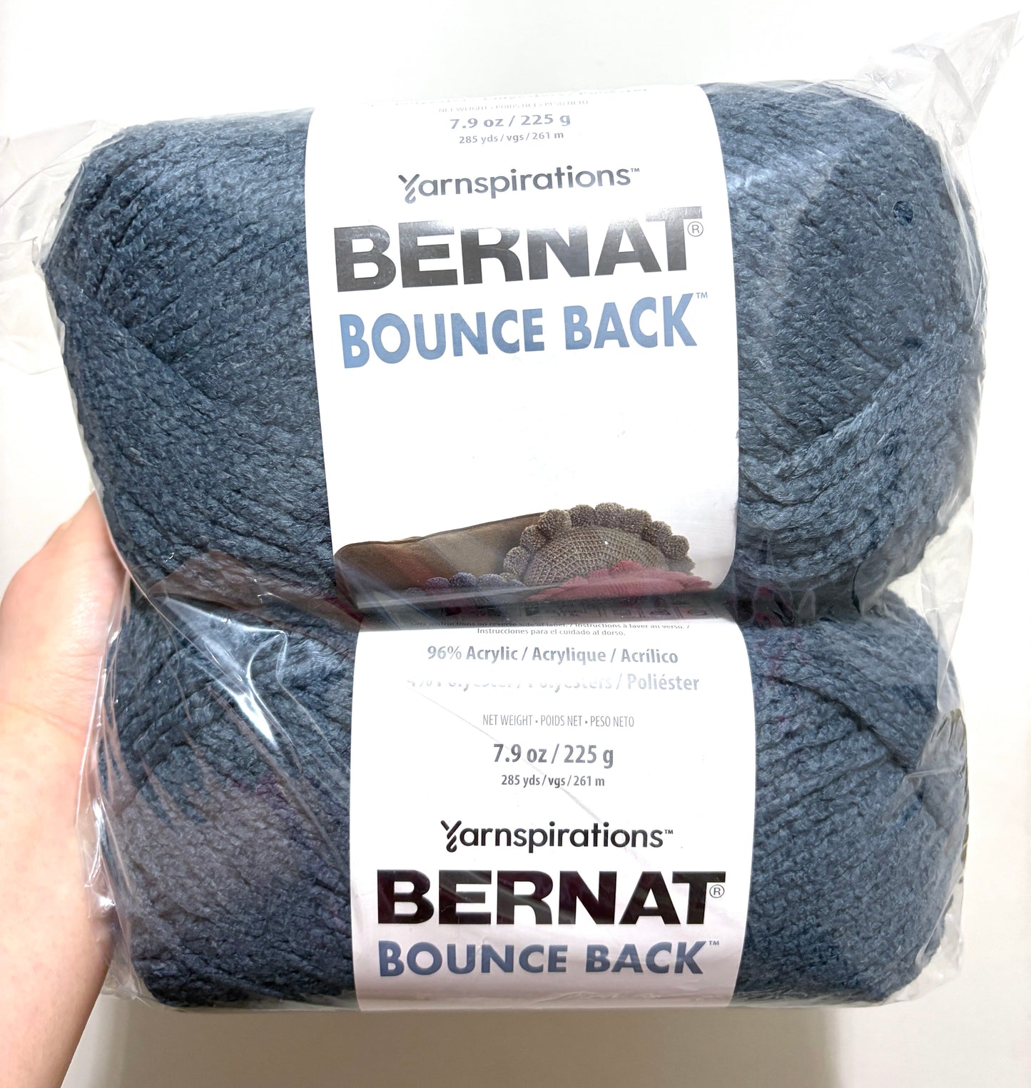 2 Balls x 255g Bernat Bounce Back Yarn Bulky Yarn : Indigo