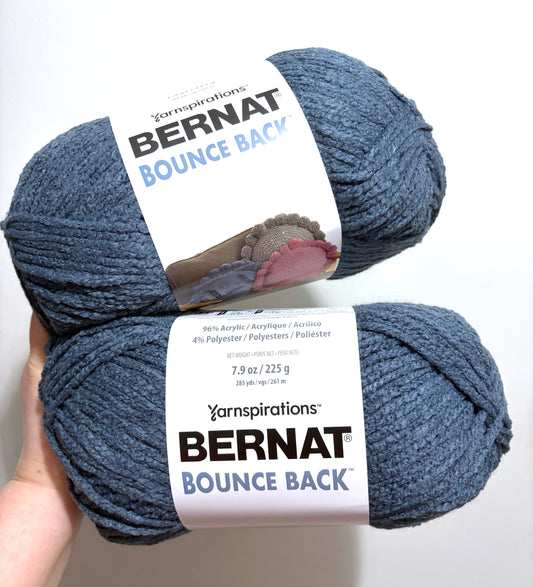 2 Balls x 255g Bernat Bounce Back Yarn Bulky Yarn : Indigo