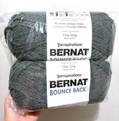 2 Balls x 255g Bernat Bounce Back Yarn Bulky Yarn : Grey Squirrel