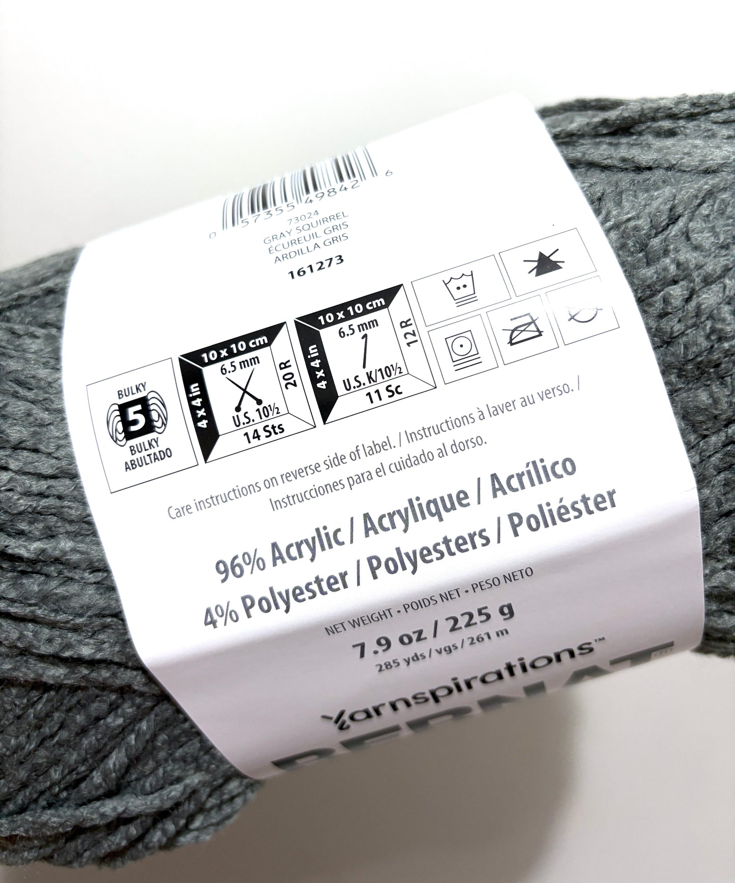 2 Balls x 255g Bernat Bounce Back Yarn Bulky Yarn : Grey Squirrel