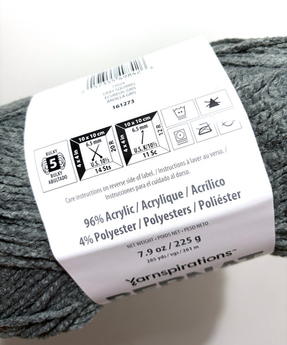 2 Balls x 255g Bernat Bounce Back Yarn Bulky Yarn : Grey Squirrel