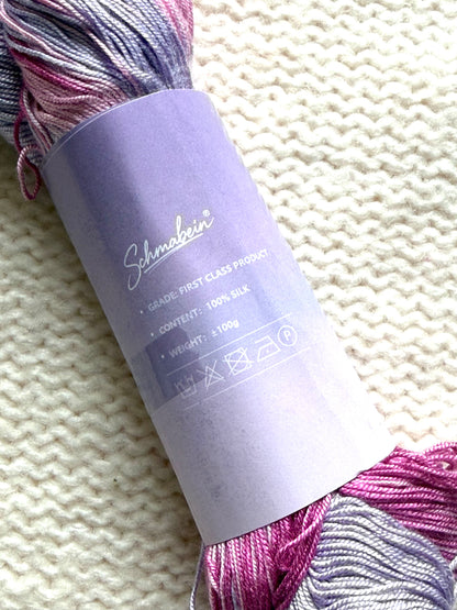 1 Skein x 100g 100% Silk Gradient yarn : Pure Silk : 02 Orchid & Lavender