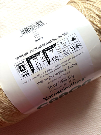 Caron One Pound Yarn 453.6g : Acrylic : Colour - Lace : 1 ball