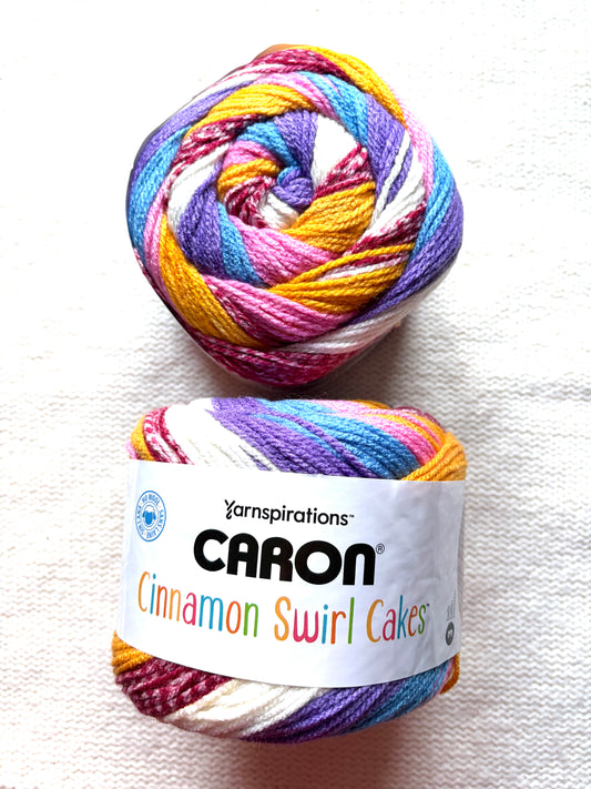 Caron Cinnamon Swirl Cakes Yarn 227g : Acrylic : Jellybeans - 1 cake