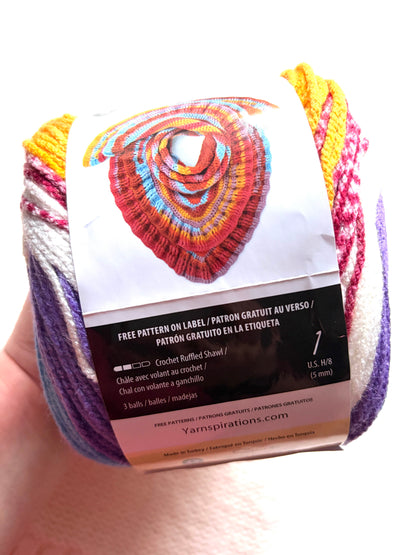 Caron Cinnamon Swirl Cakes Yarn 227g : Acrylic : Jellybeans - 1 cake