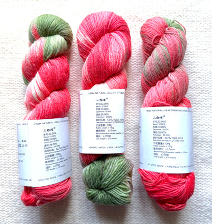 1 Skein x 100g Cashmere Wool Blend Gradient yarn : 19 Watermelon Vine