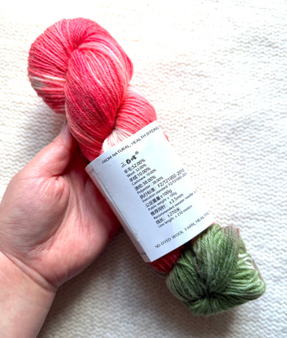 1 Skein x 100g Cashmere Wool Blend Gradient yarn : 19 Watermelon Vine