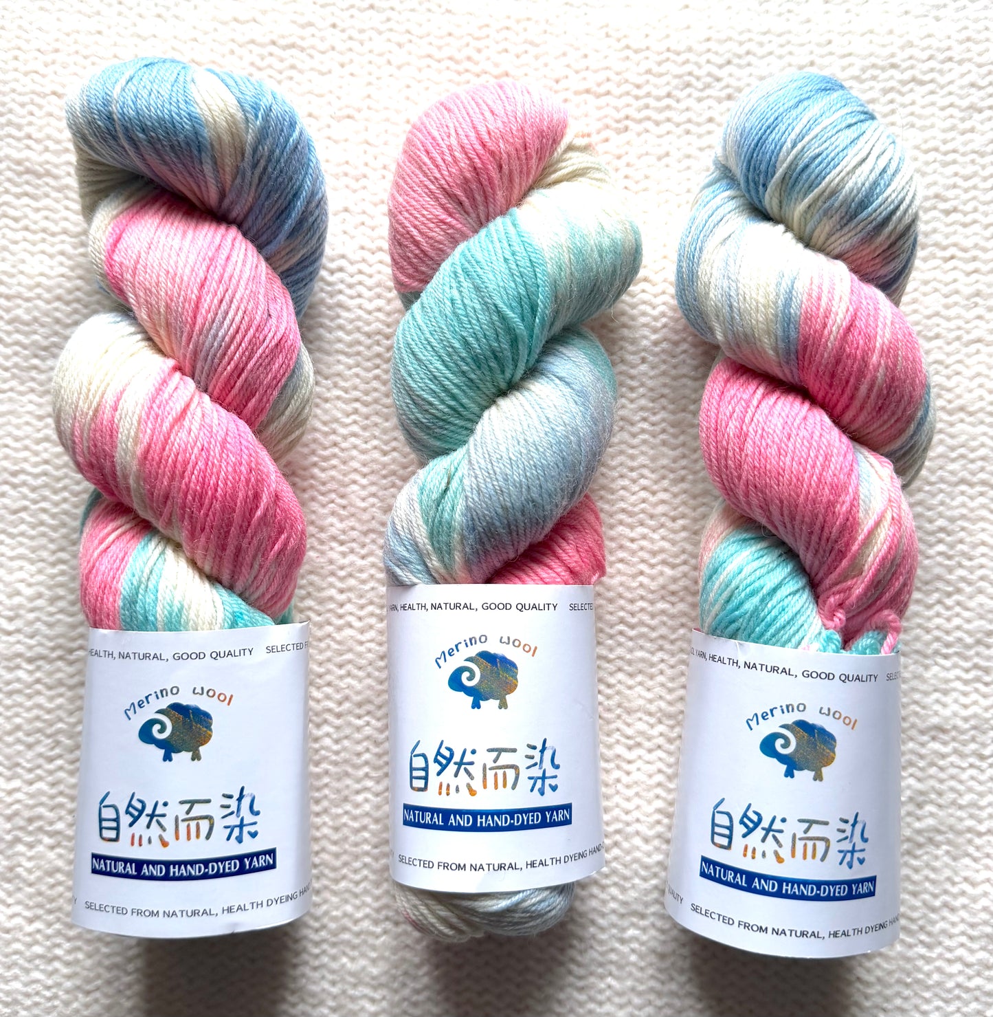 1 Skein x 100g Cashmere Wool Blend Gradient yarn : 13 Cotton Candy Skies