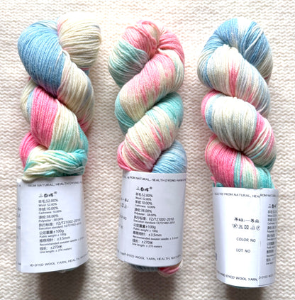 1 Skein x 100g Cashmere Wool Blend Gradient yarn : 13 Cotton Candy Skies