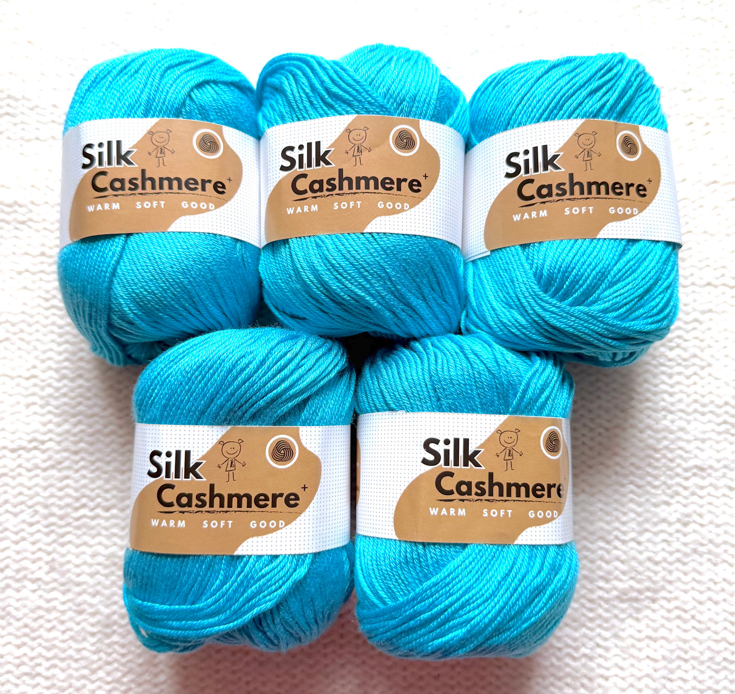 5 balls x 50g Cashmere Silk yarn : 60% Cashmere + 40% Silk : 27 Caribbean Blue